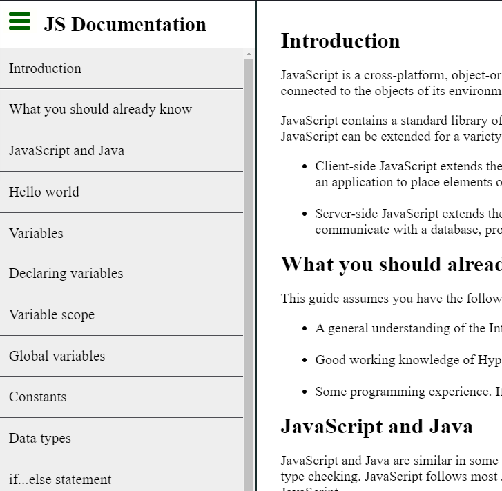 Technical Documentation Page